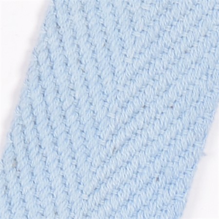 ljusblå 15mm vävt textilband i bomull på hel rulle