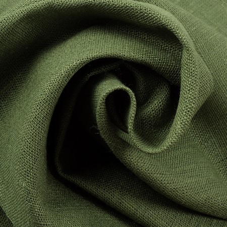 Medeltjockt grönt linnetyg till sömnad av kläder
