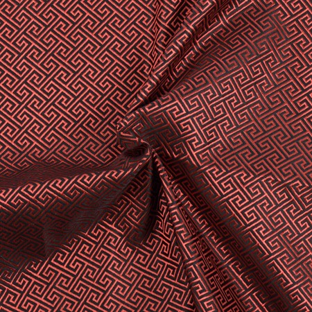 Handvävt sidentyg 07 svart-röd