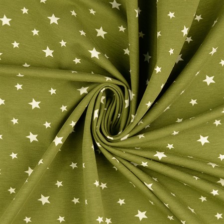 bomullsjersey i grönt med stjärnor