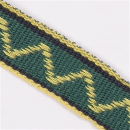 Mönstrat bomullsband 1,2cm 15m grön-gul