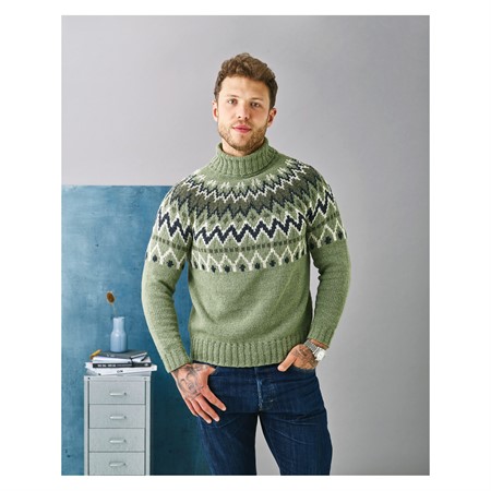Stickmönster Sweater med mönstrat ok herr