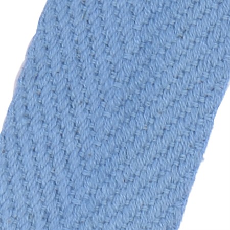 jeansblå 10mm brett textilband i bomull på hel rulle