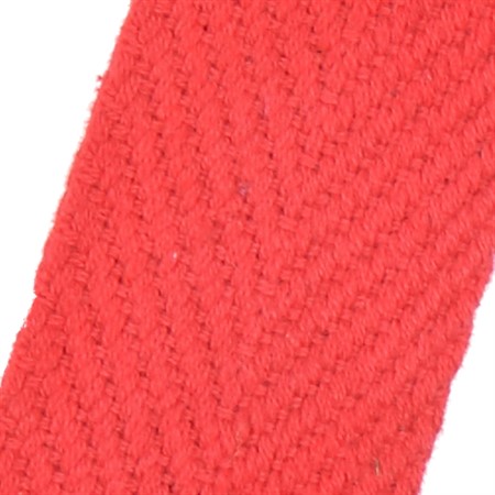 röd 10mm brett textilband i bomull på hel rulle