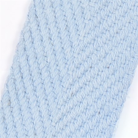 ljusblå 10mm brett textilband i bomull på hel rulle